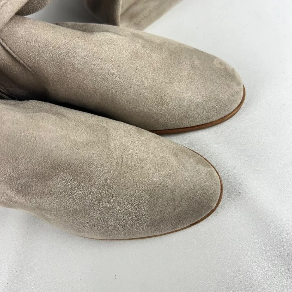 Gianni Bini Womens Fremaux Over the Knee Boots Taupe Tan Microsuede OTK size 6
